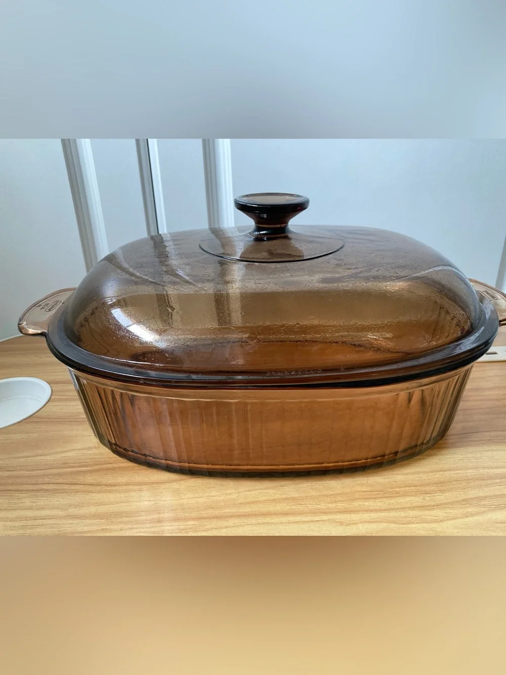 Corning Vision Visions 4 L (4 Qt.) Amber Covered Oval Roaster Casserole with Lid